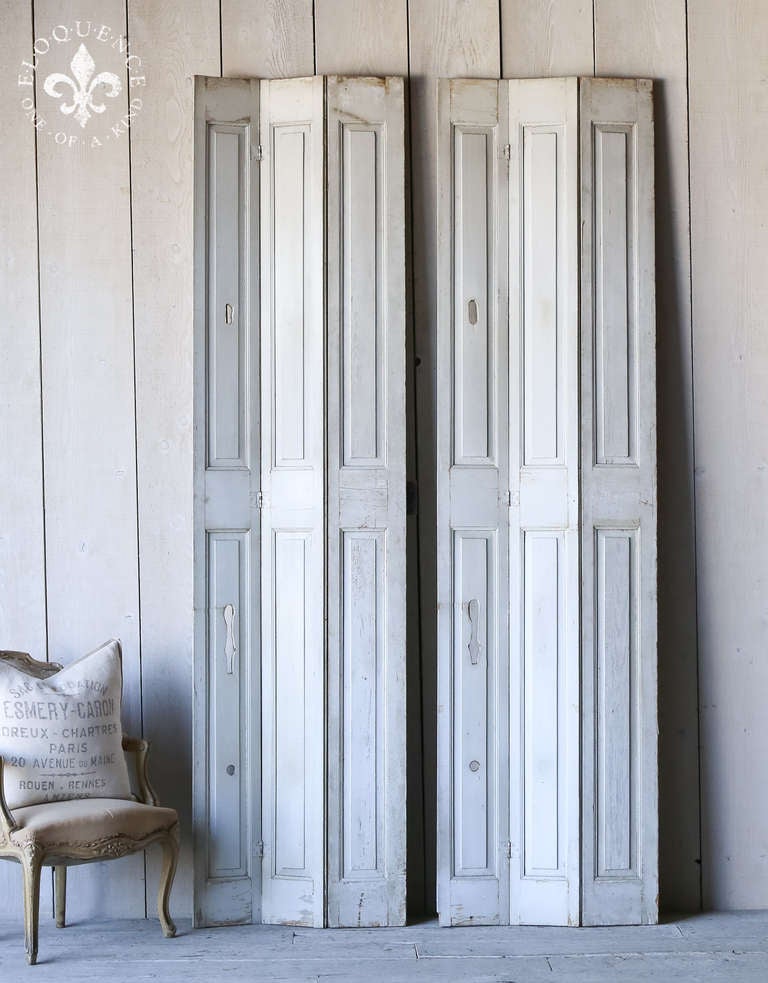 Found in Antwerp, these beautiful antique shutters have the most delicious faded white patina, showing their age and classic style.  These would be great as a dressing screen or seriously chic room divider.  You can see where the original hardware