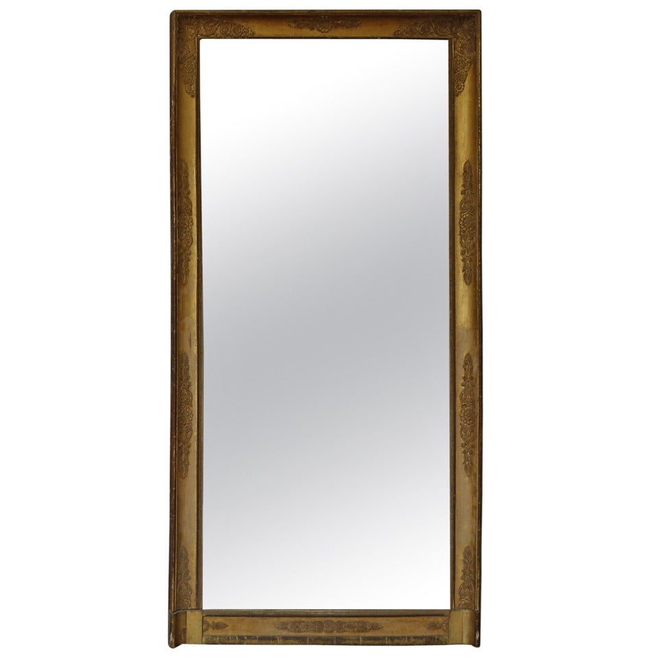 Antique Full Length Mirror with Original Paned, Worn Glass at 1stDibs