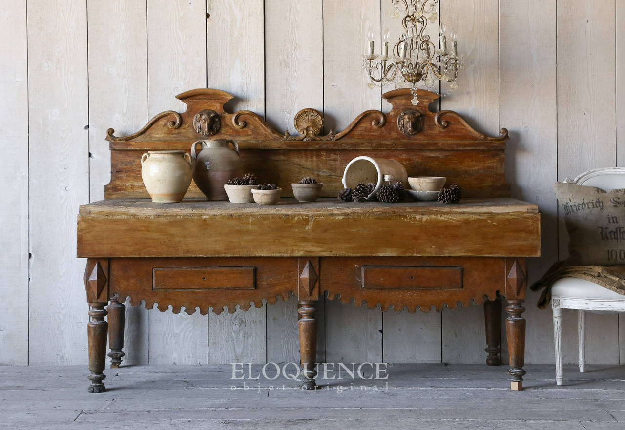 French Incredible Antique Double Butchers Block