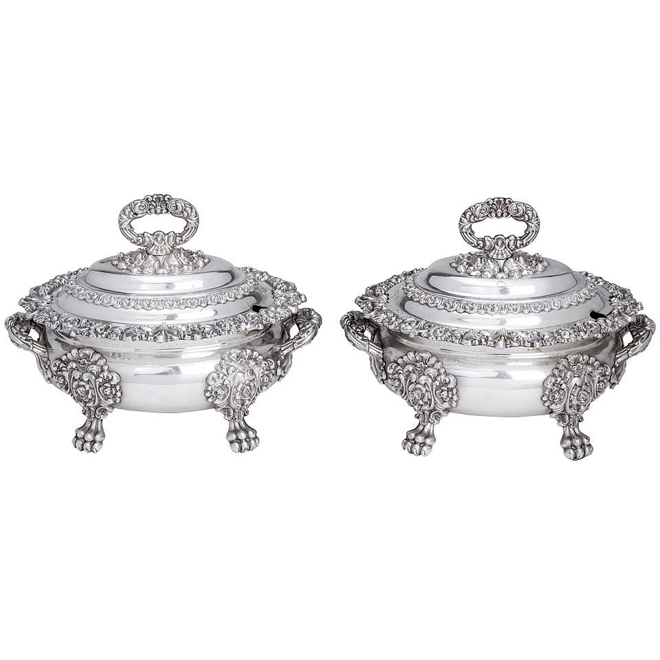 Pair of Superb Silver Plate Tureens