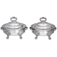 Pair of Superb Silver Plate Tureens