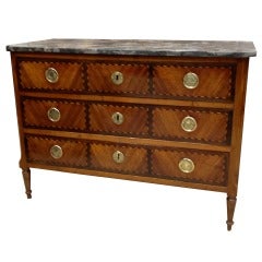 An Italian Walnut Parquetry Inlaid Commode