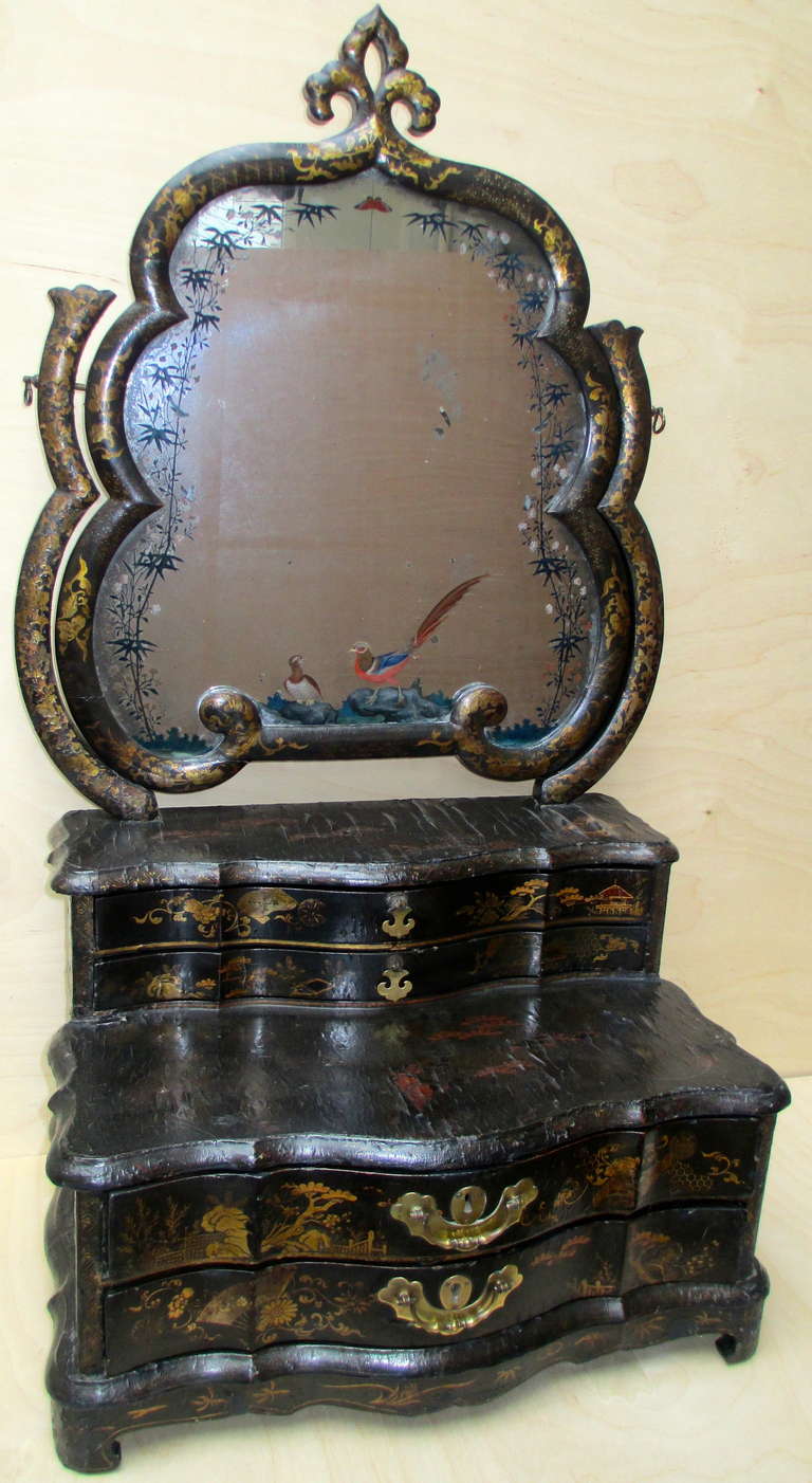 A Rare 18th.century Chinese Export Lacquer Dressing Mirror