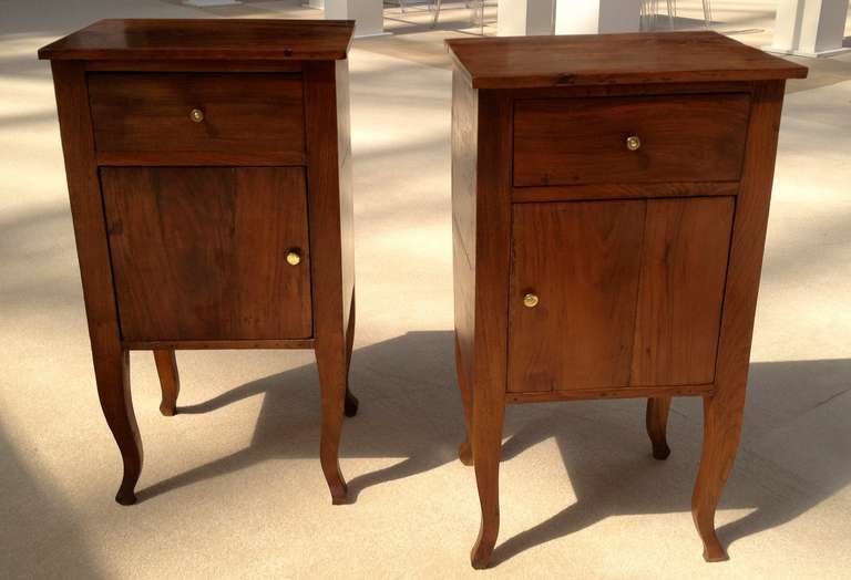 A Pair Of Italian Walnut Bedside Cupboards