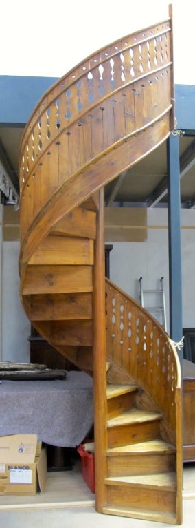 Spanish A 19th.century Pinewood Spiral Staircase For Sale