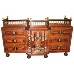 Late 17thc Flemish Ebonized Rosewood &Tortoise Table Cabinet