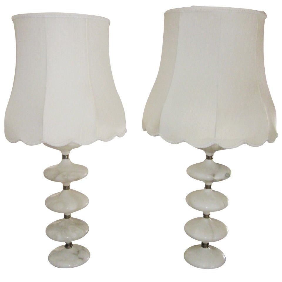 Paor Mid-Century Alabaster Lamps For Sale