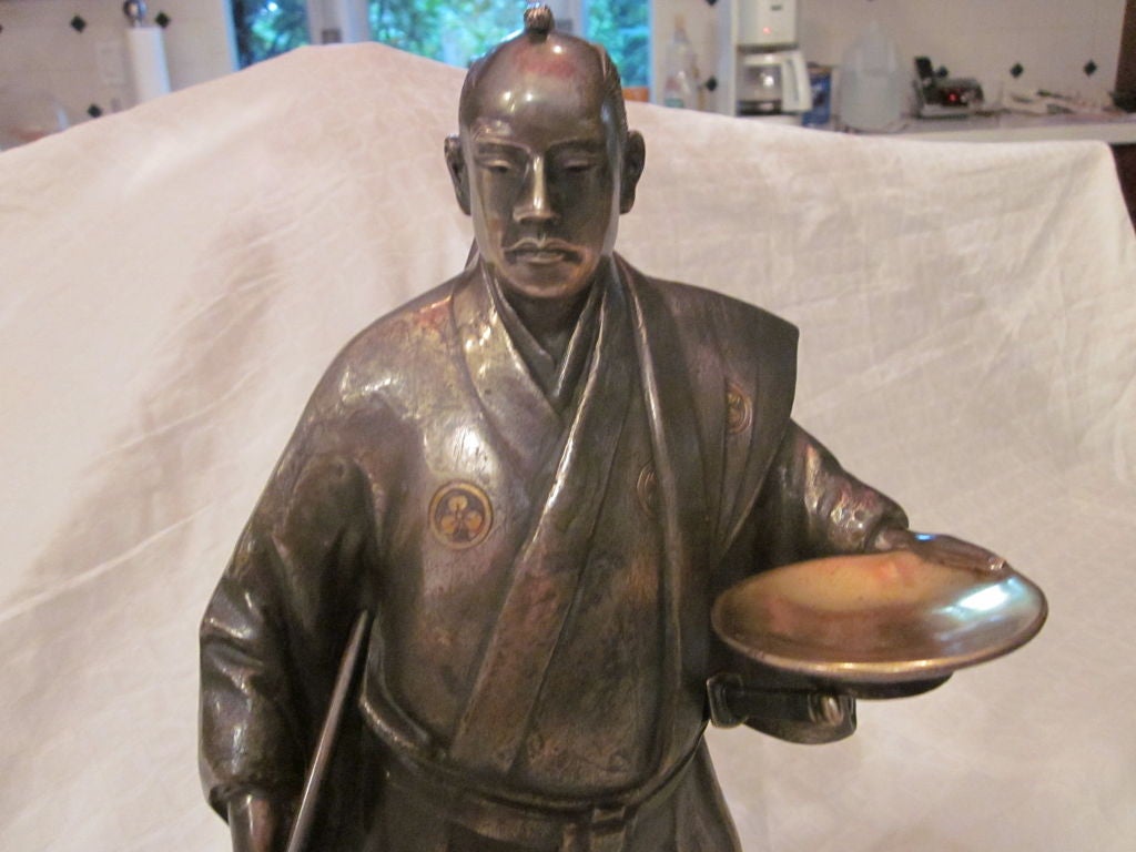 Silvered Bronze Samurai Warrior For Sale 1
