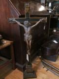 Carved Wood and Painted Crucifix early 19thc, probably Quebec