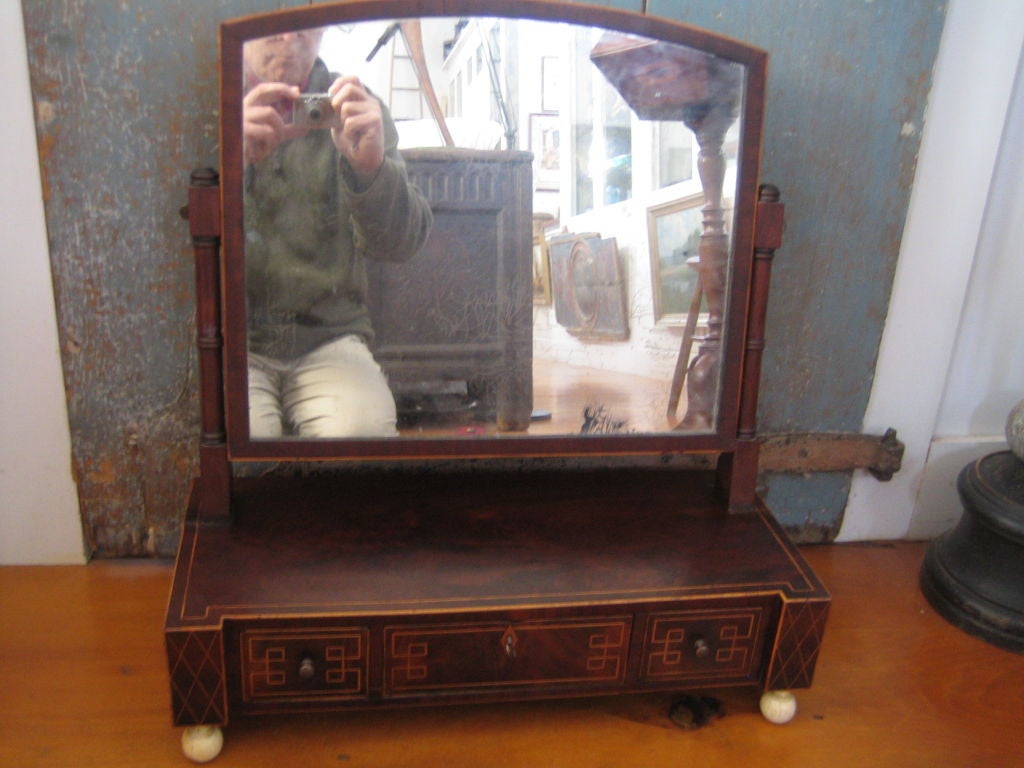 Hepplewhite Shaving Mirror with Ivory Feet
