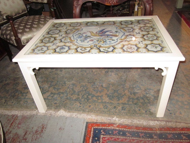 Hand-painted Tile-top Coffee Table