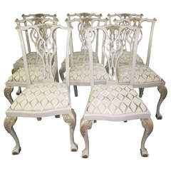 Set of Eight Painted Dining Room Chairs