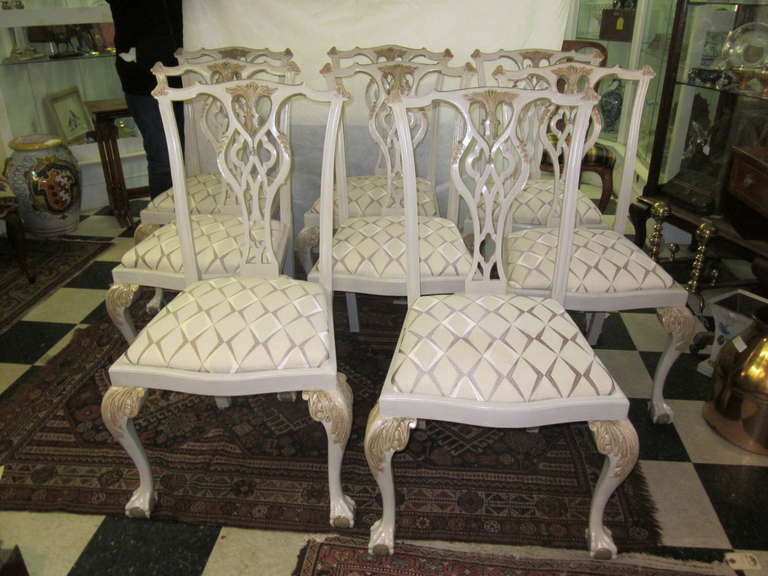 Set of Eight Painted Dining Room Chairs