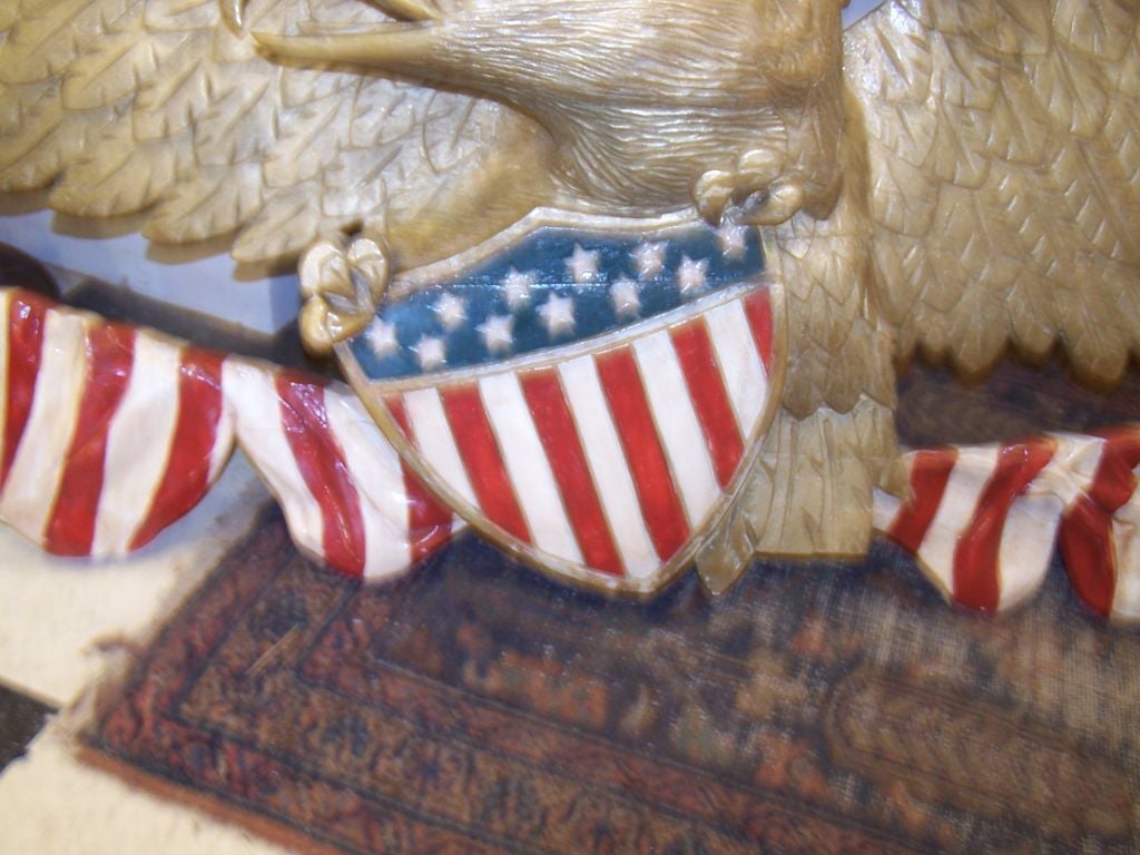 Folk Art American Carved Eagle Plaque