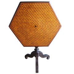 Hexagonal Tilt-top Center Table with Baby-block Veneer