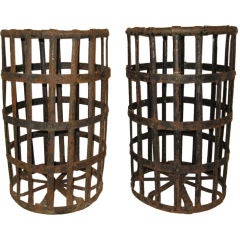 Vintage Pair of Fabricated Iron Baskets