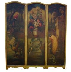 Painted Three-panel Floor Screen Painted Three-panel Floor Screen