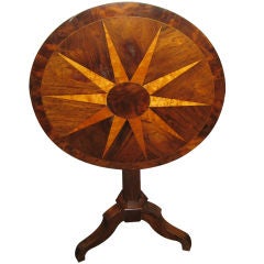 Antique Starburst Speciman-wood Inlay American Tilt-top Table