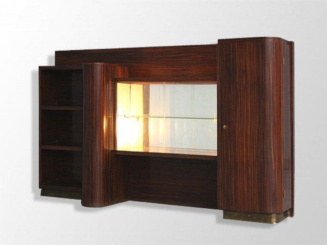 30's macassar asymetric display cabinet