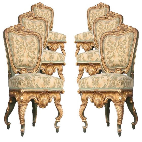 Six venitians dining chairs in "grotto's style" For Sale