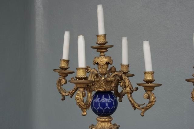 XIX th century pair of gilted cast iron putti