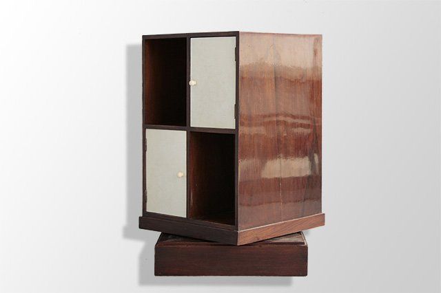 art deco walnut revolving bookcase