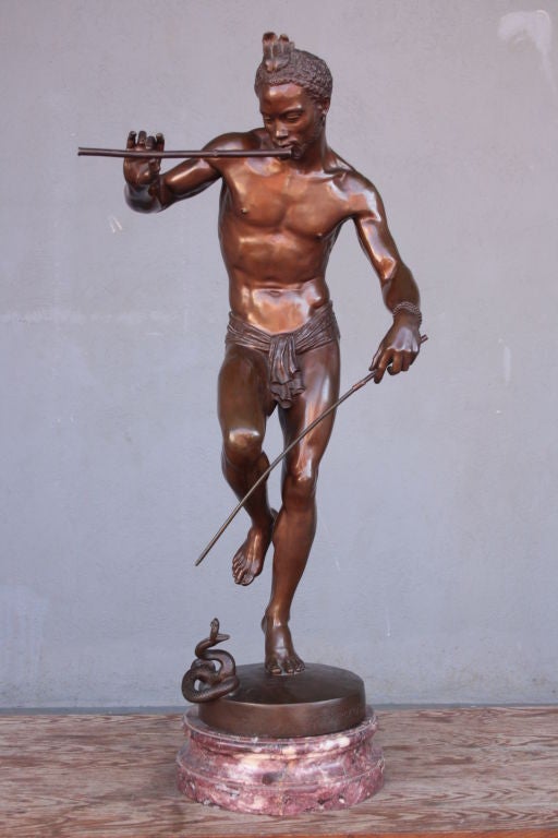 XIX th century bronze , The snake charmer from "Bourgeois"