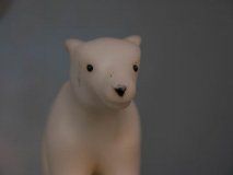 Alabaster Art deco alabaster & marble polar bear  lamp For Sale