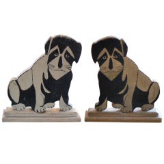 Vintage Pair of Folk Art Fire Dogs