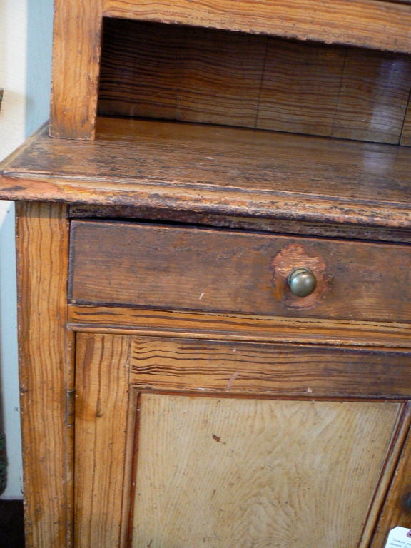 19th Century Grain-painted Glass-front Stepback Cupboard