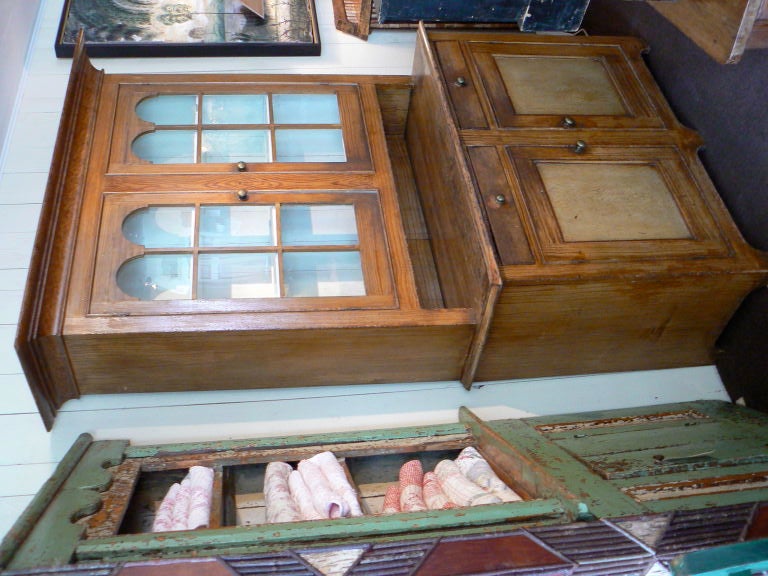 Grain-painted Glass-front Stepback Cupboard 4