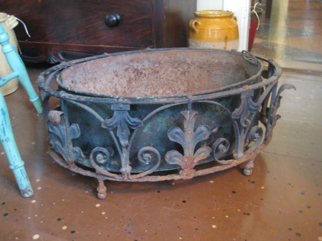 French Metal Planter with Liner For Sale 1