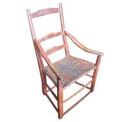 Canadian Red Painted Ladderback Armchair 3