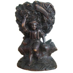 Black Forest Carved Vase with Figure