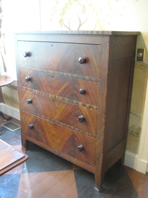 Large Grain Painted Chest of Drawers In Good Condition For Sale In Nantucket, MA