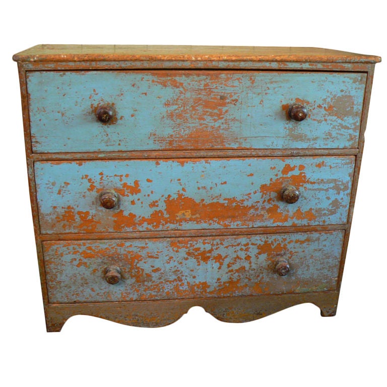 Blue Painted Three Drawer Dresser