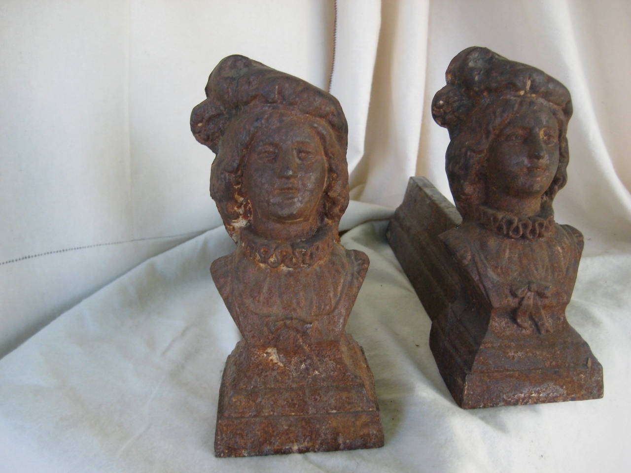 Small matched pair of Goddess andirons.
