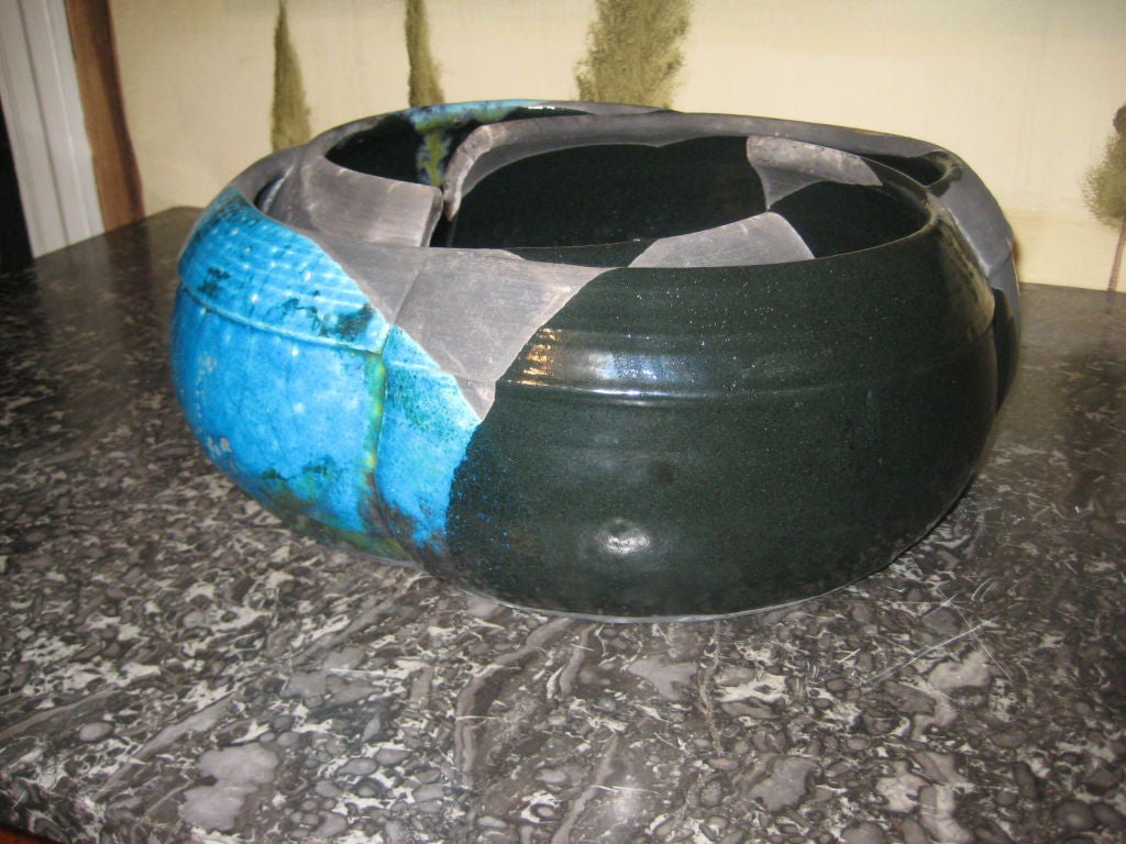 Américain Bol à roues Raku Pinwheel Bowl de Piero Fenci en vente