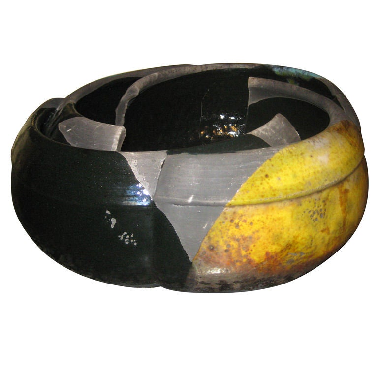 "Raku Pinwheel Bowl" by Piero Fenci For Sale