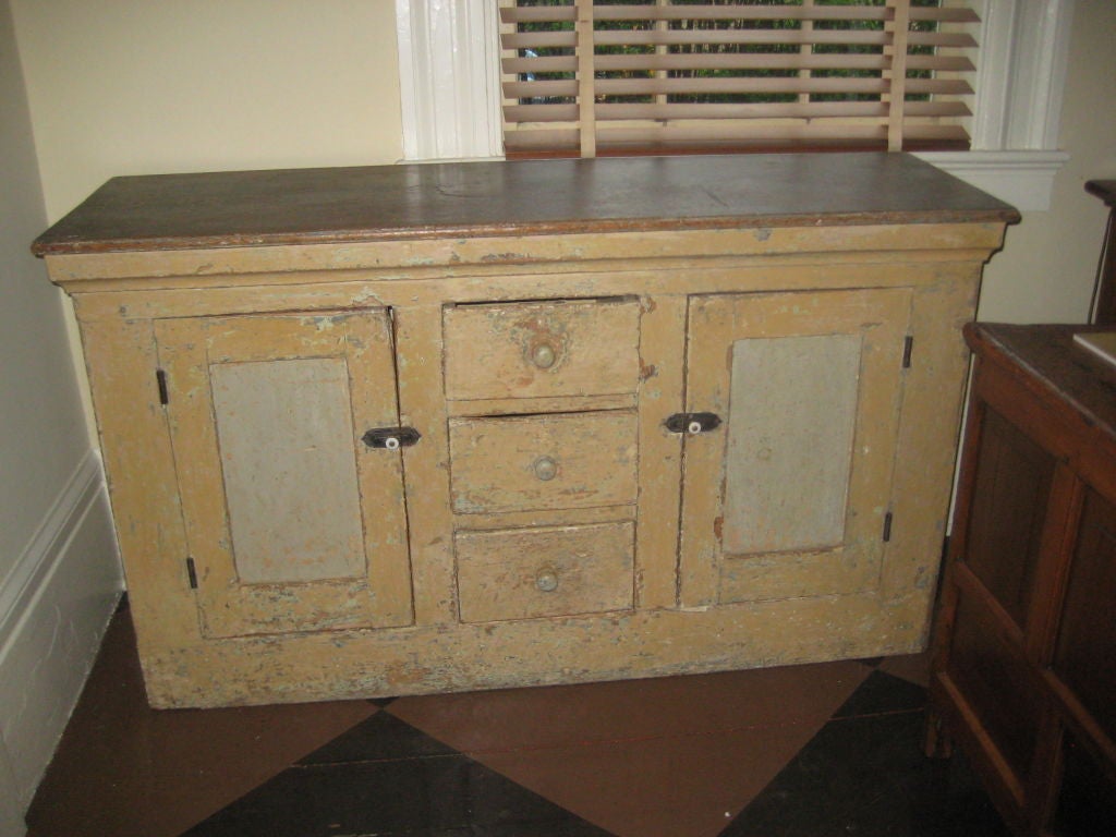 Painted pine sideboard in original contrasting paints from Nova Scotia.  As was a 