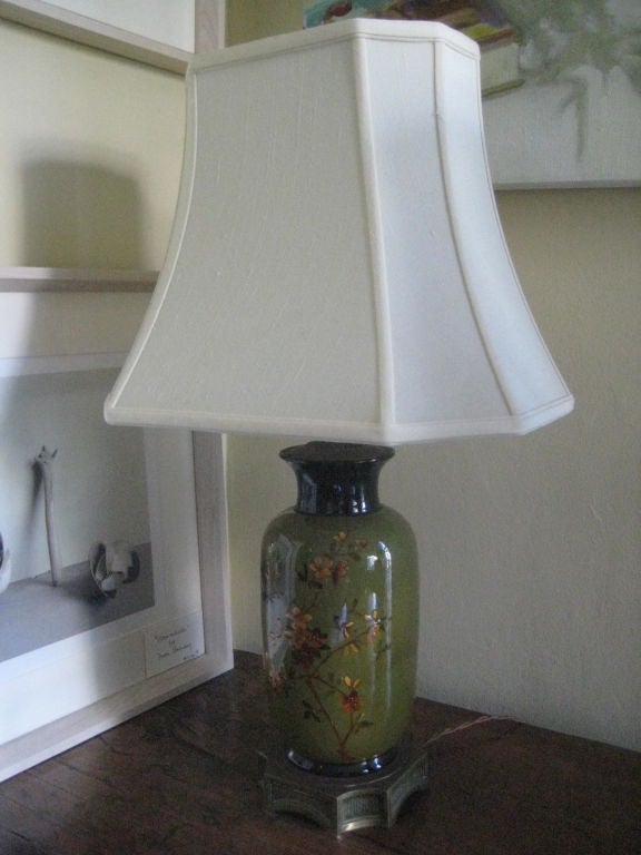 Ceramic Pair of French Lamps For Sale