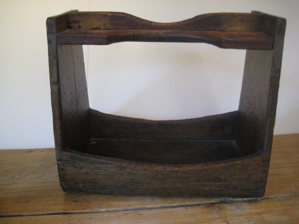 Canadian Pine blacksmith's tray with iron bar support.