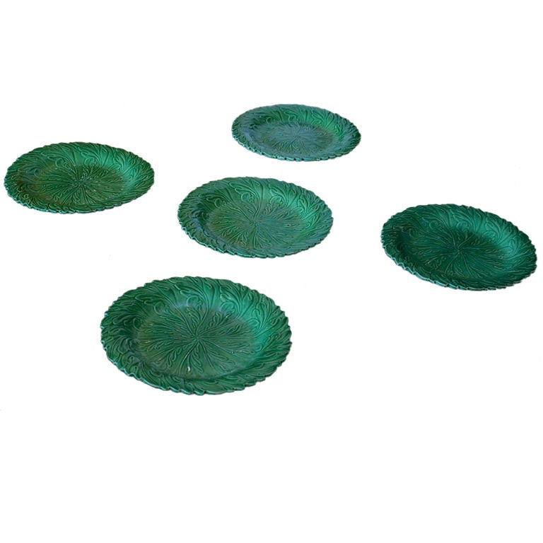 Set of Five Majolica Plates