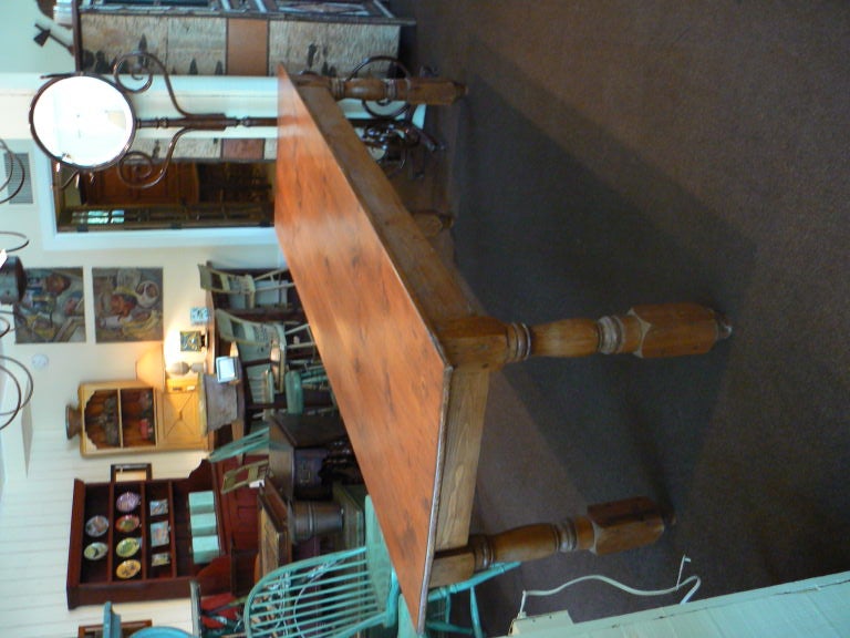 Pine  Refectory table with substantial turned legs