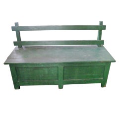Green painted bench