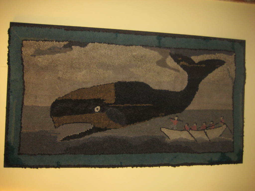 New England Hooked Rug depicting a nautical scene.