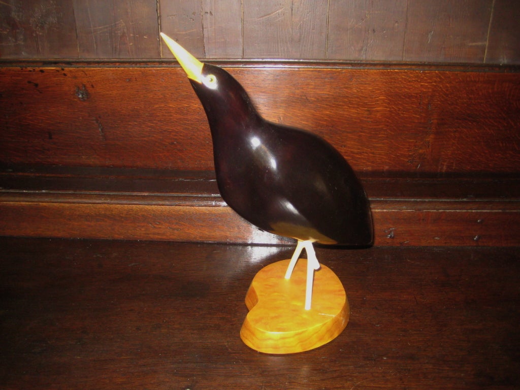 Carved Large Bittern on maple base by Bobby Reeve For Sale