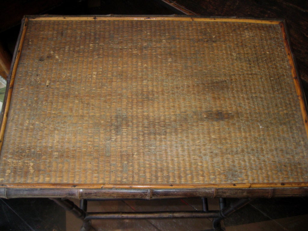 English Small cane and  painted bamboo table