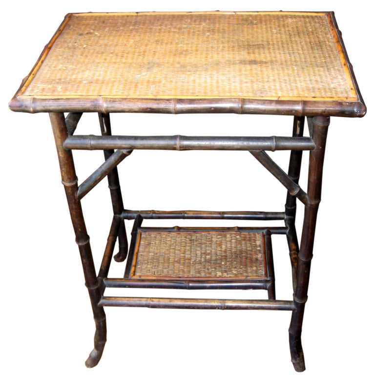 Small cane and  painted bamboo table