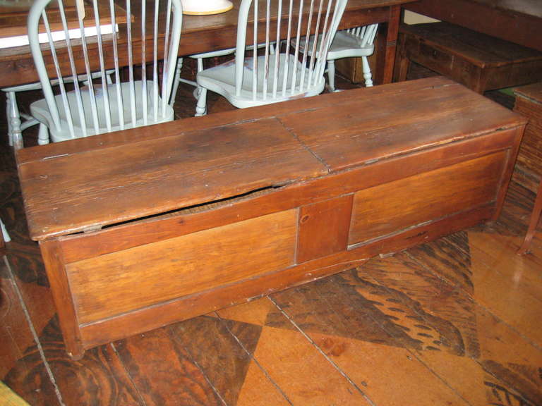 Early American double-lid pine blanket chest.